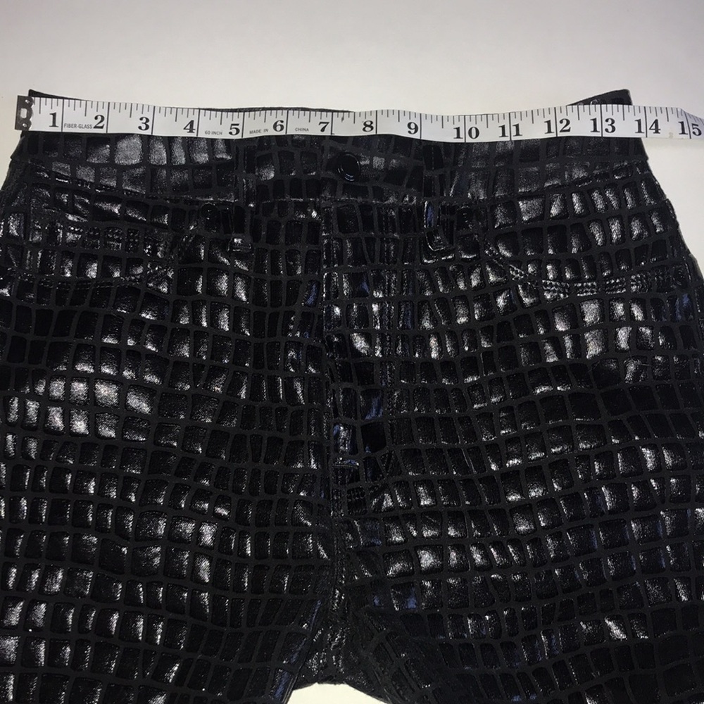 Good American Faux Leather Crocodile Embossed High Slim Fit Jeans Black Pants 4 - Picture 12 of 14